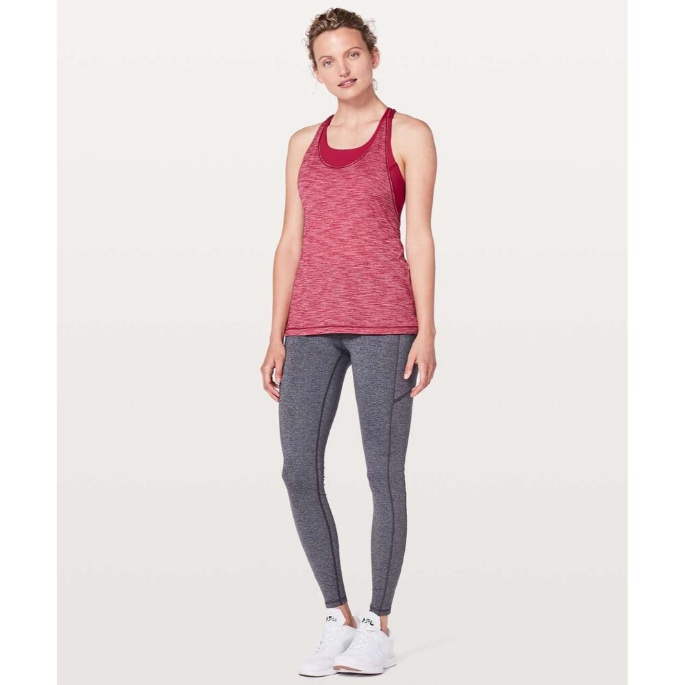 Lululemon Twist & Toil Heathered Ruby Red Sweat Wicking Sports Bra Tank Top 10 - Picture 2 of 8
